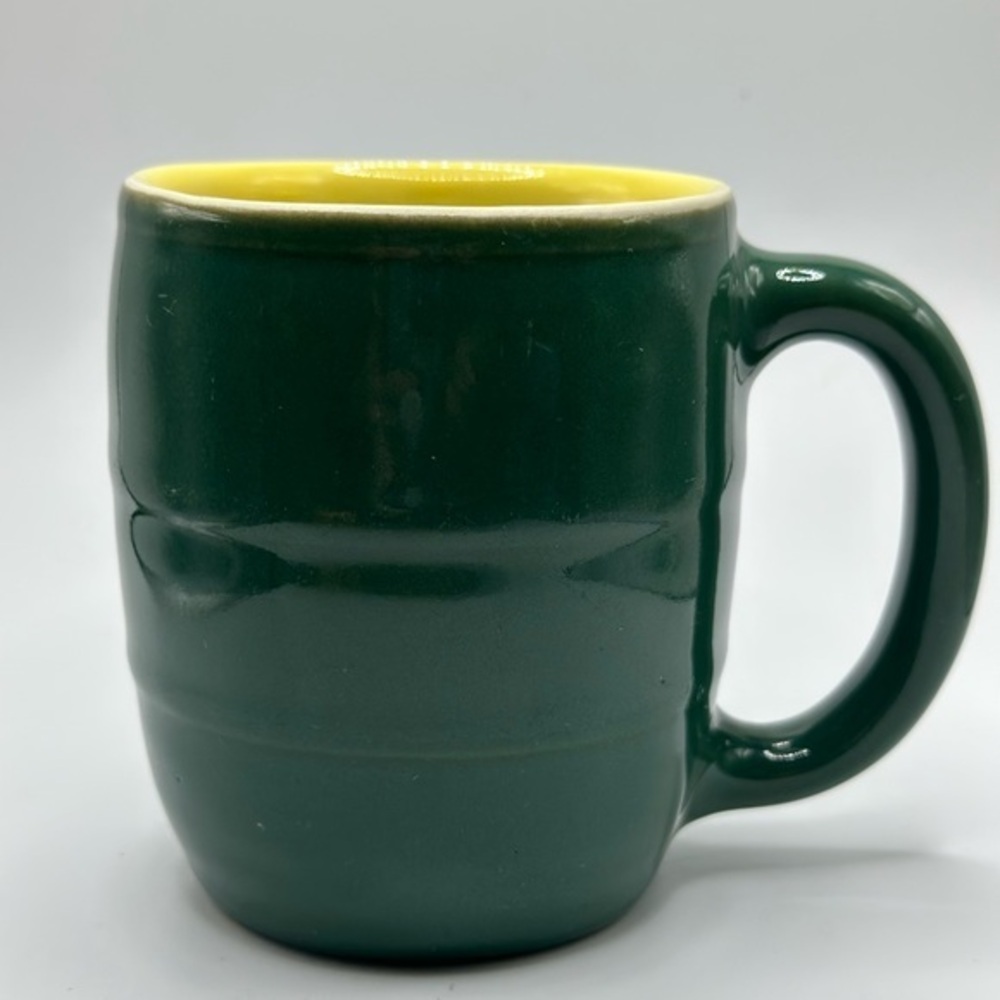 Vintage Hall Barrel Mug Green Yellow
